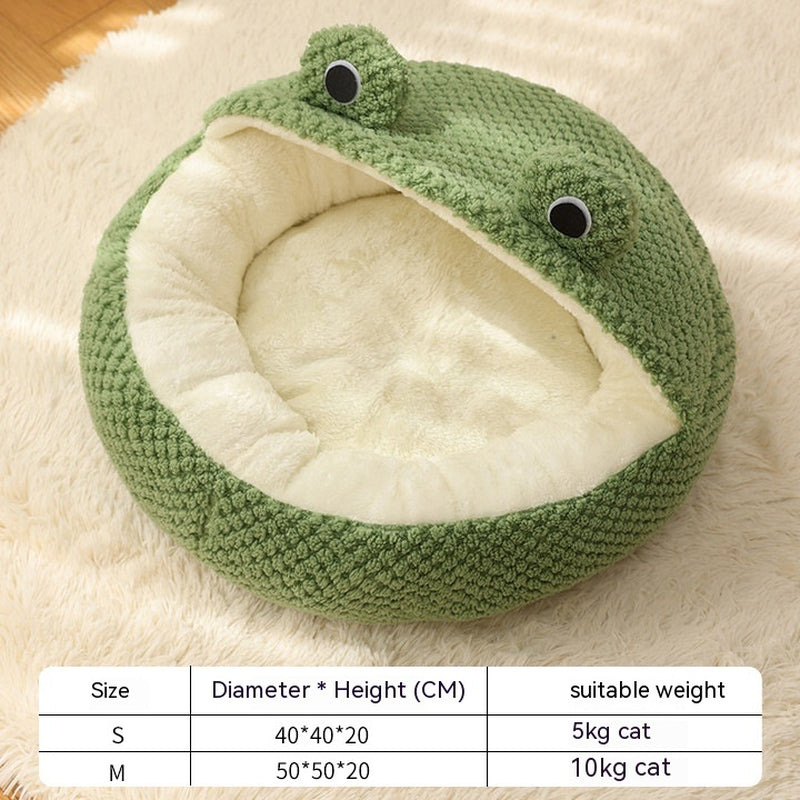 Pet Cat Dog Nest Little Frog Series Warm Plush Mat Autumn Winter Pet House Full Package Nest for Small Cats Dogs within 5KG