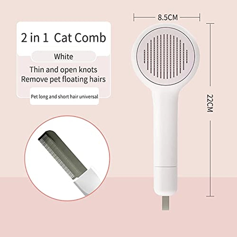 Cat Brush for Shedding Self Cleaning Slicker Brush for Dog Pet Brush with Knot Comb 2 in 1 Cat Grooming Brush Used for Pet Massage Remove Floating Hairs and Knotted Hair