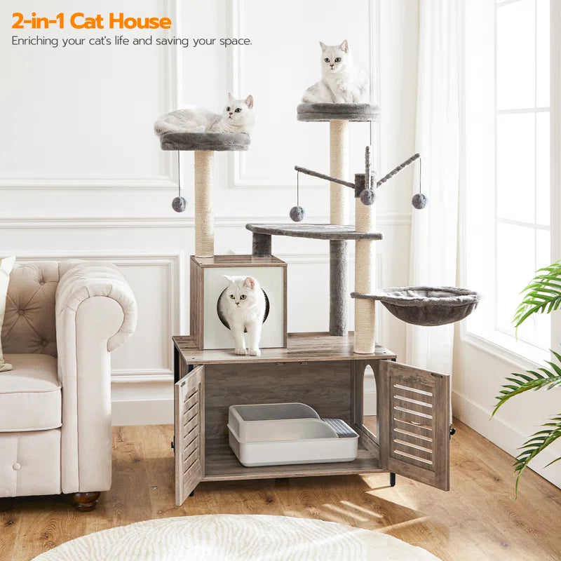 Burslem 52'' Cat Tree with Litter Box Enclosure