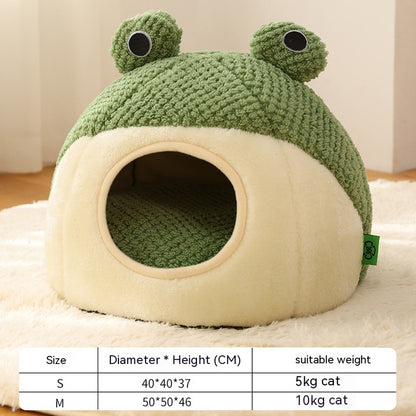 Pet Cat Dog Nest Little Frog Series Warm Plush Mat Autumn Winter Pet House Full Package Nest for Small Cats Dogs within 5KG