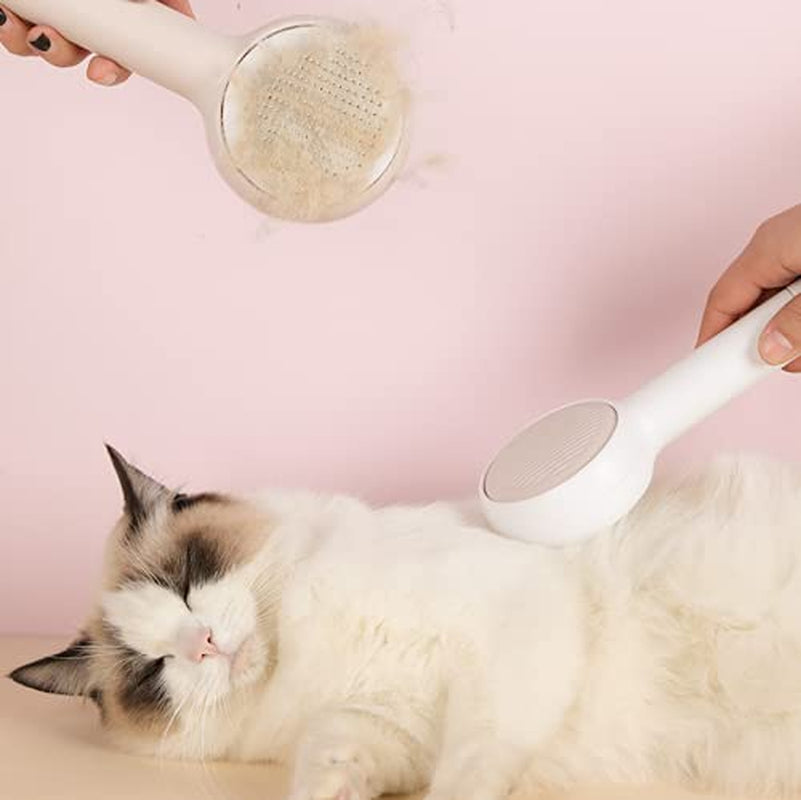 Cat Brush for Shedding Self Cleaning Slicker Brush for Dog Pet Brush with Knot Comb 2 in 1 Cat Grooming Brush Used for Pet Massage Remove Floating Hairs and Knotted Hair